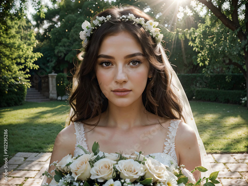 portrait of a bride with a bouquet
