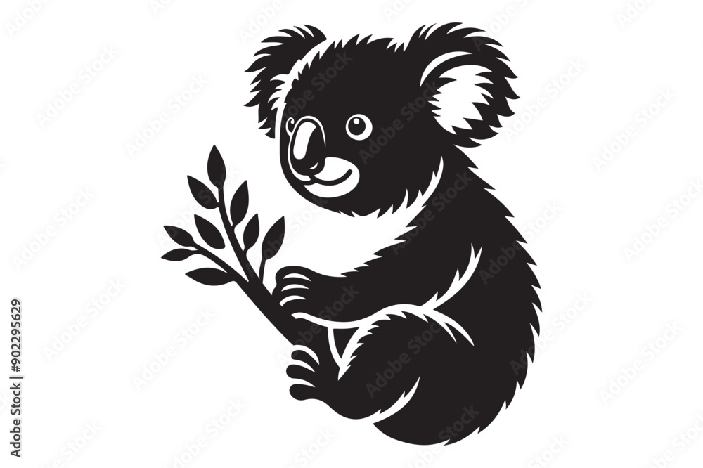 Obraz premium koala animal silhouette vector illustration - Generative AI