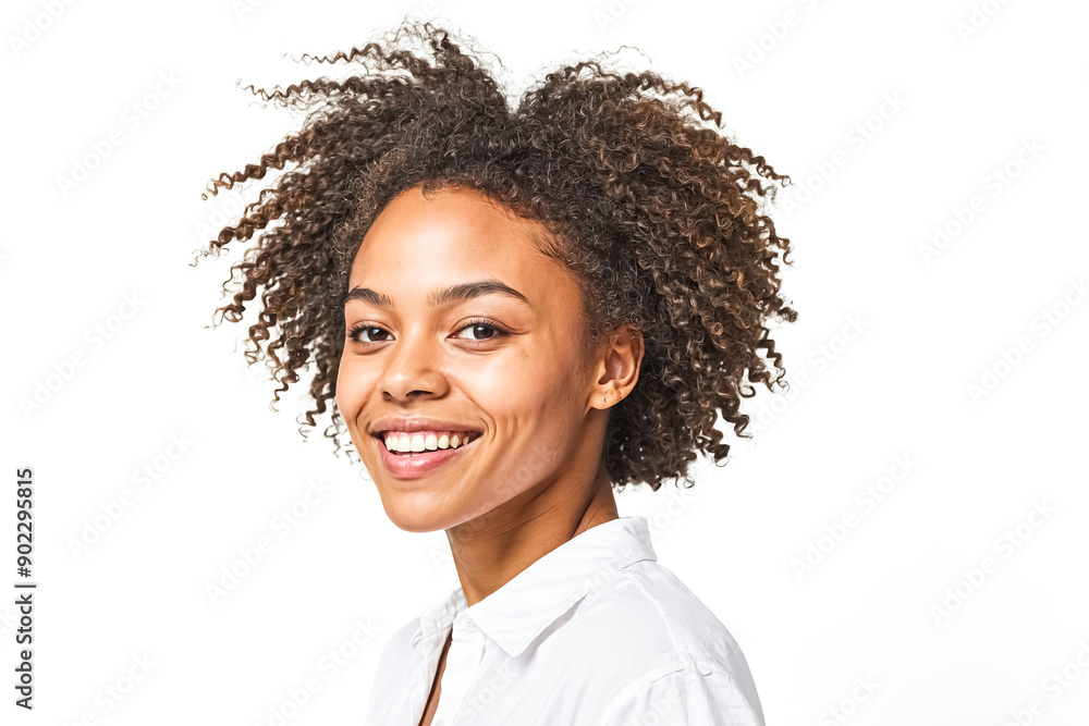 Portrait of a smiling woman with curly hair Portrait of a smiling woman with curly hair