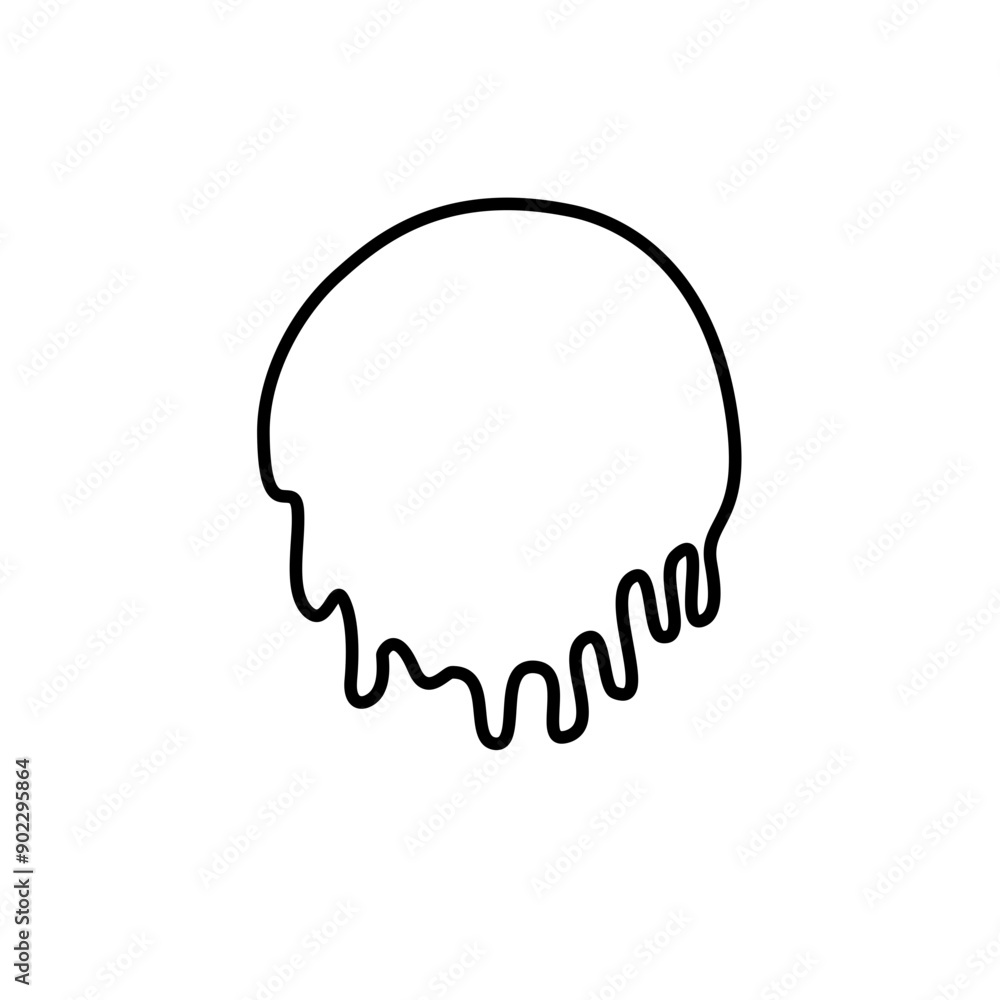 Dripping line circle icon. Melting round shape logo. Melted texture label. Silhouette flowing liquid. Vector ilustration Dripping line circle icon. Melting round shape logo. Melted texture label. Silhouette flowing liquid. Vector ilustration
