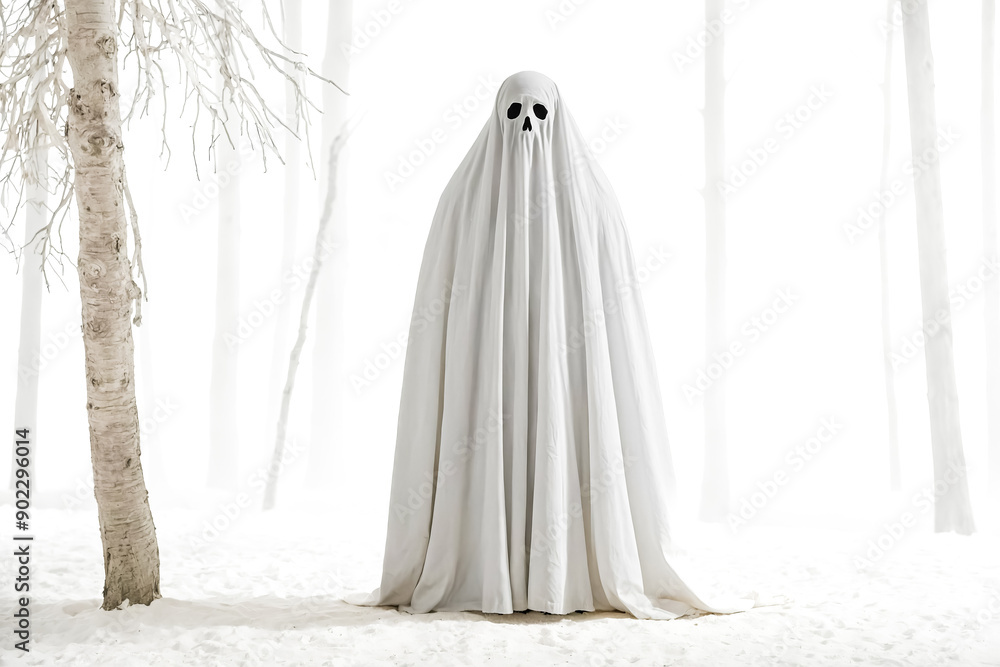 Ghostly Figure in a Snowy Forest Ghostly Figure in a Snowy Forest