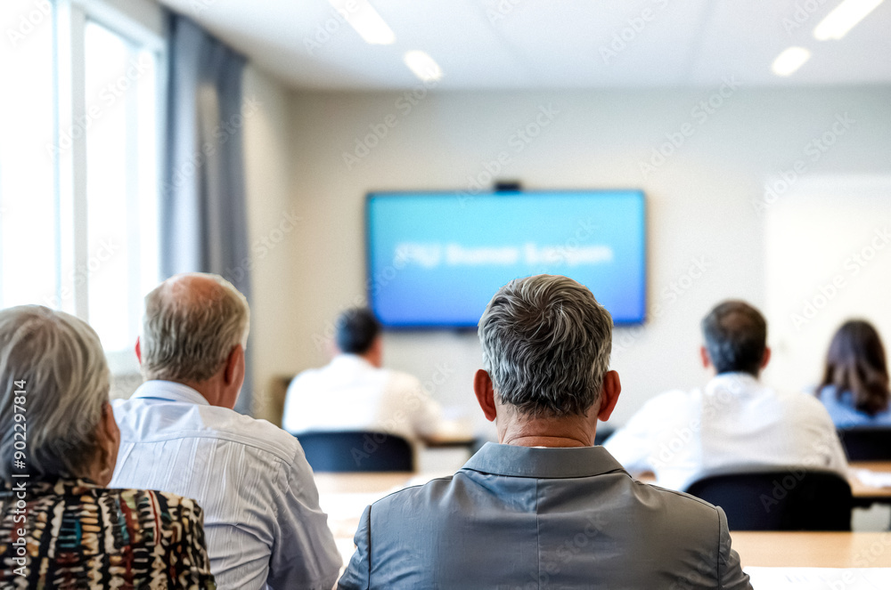 Fototapeta premium Business Meeting, Conference, Back of Heads, Men and Women