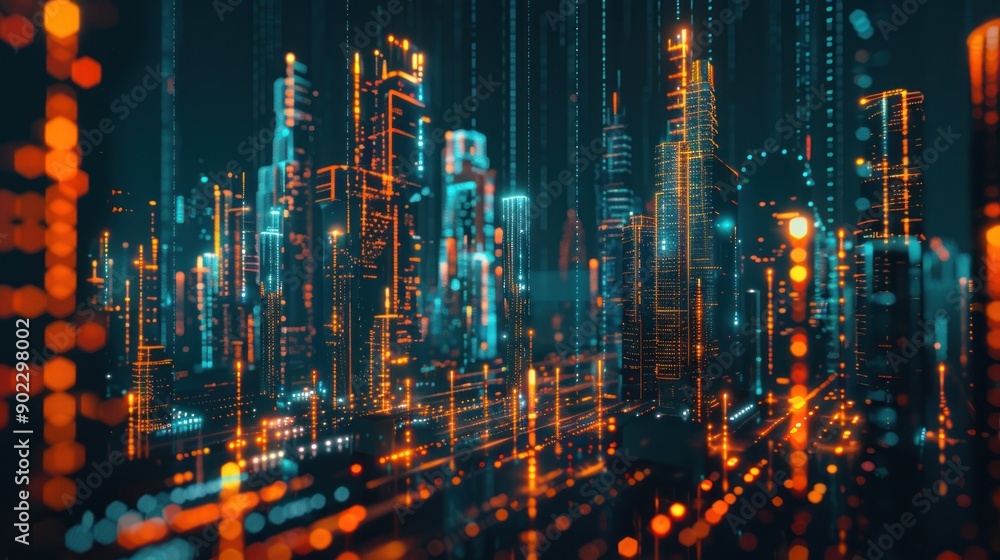 Digital Cityscape: Futuristic Urban Lights Digital Cityscape: Futuristic Urban Lights