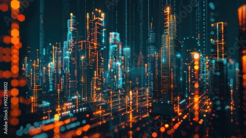 Digital Cityscape: Futuristic Urban Lights