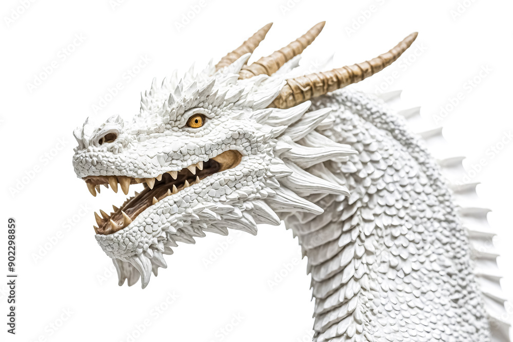 Fototapeta premium White Dragon Statue with Open Mouth