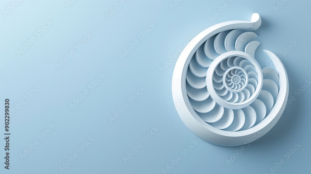Elegant spiral design in white on a soft blue background, symbolizing harmony, balance, and natural beauty. Elegant spiral design in white on a soft blue background, symbolizing harmony, balance, and natural beauty.
