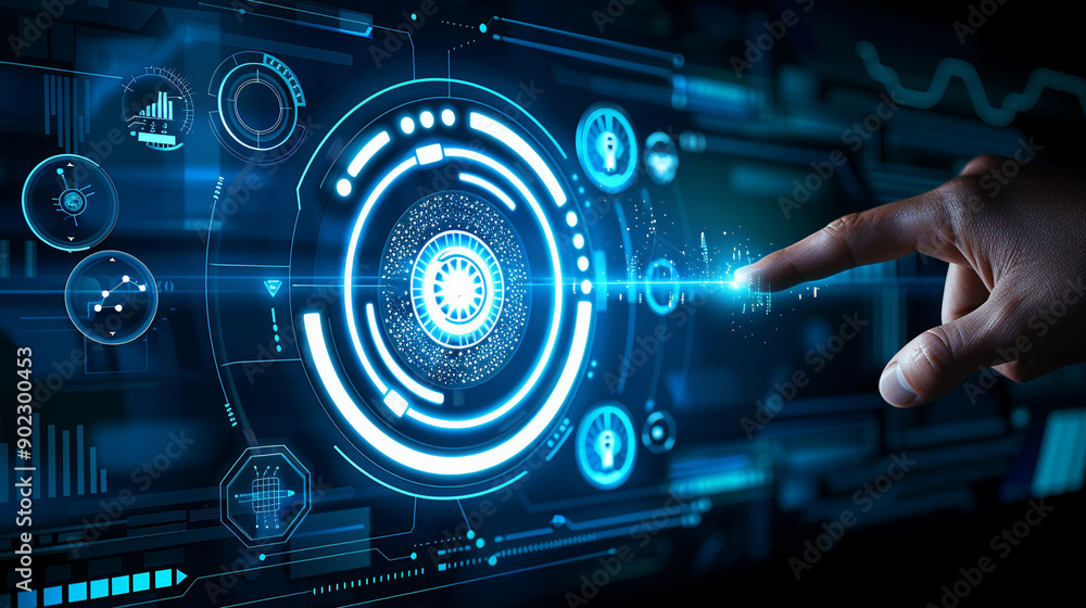 hand points toward a digital transformation concept, symbolizing progress and innovation in technology. The image highlights the integration of digital advancements in modern business hand points toward a digital transformation concept, symbolizing progress and innovation in technology. The image highlights the integration of digital advancements in modern business