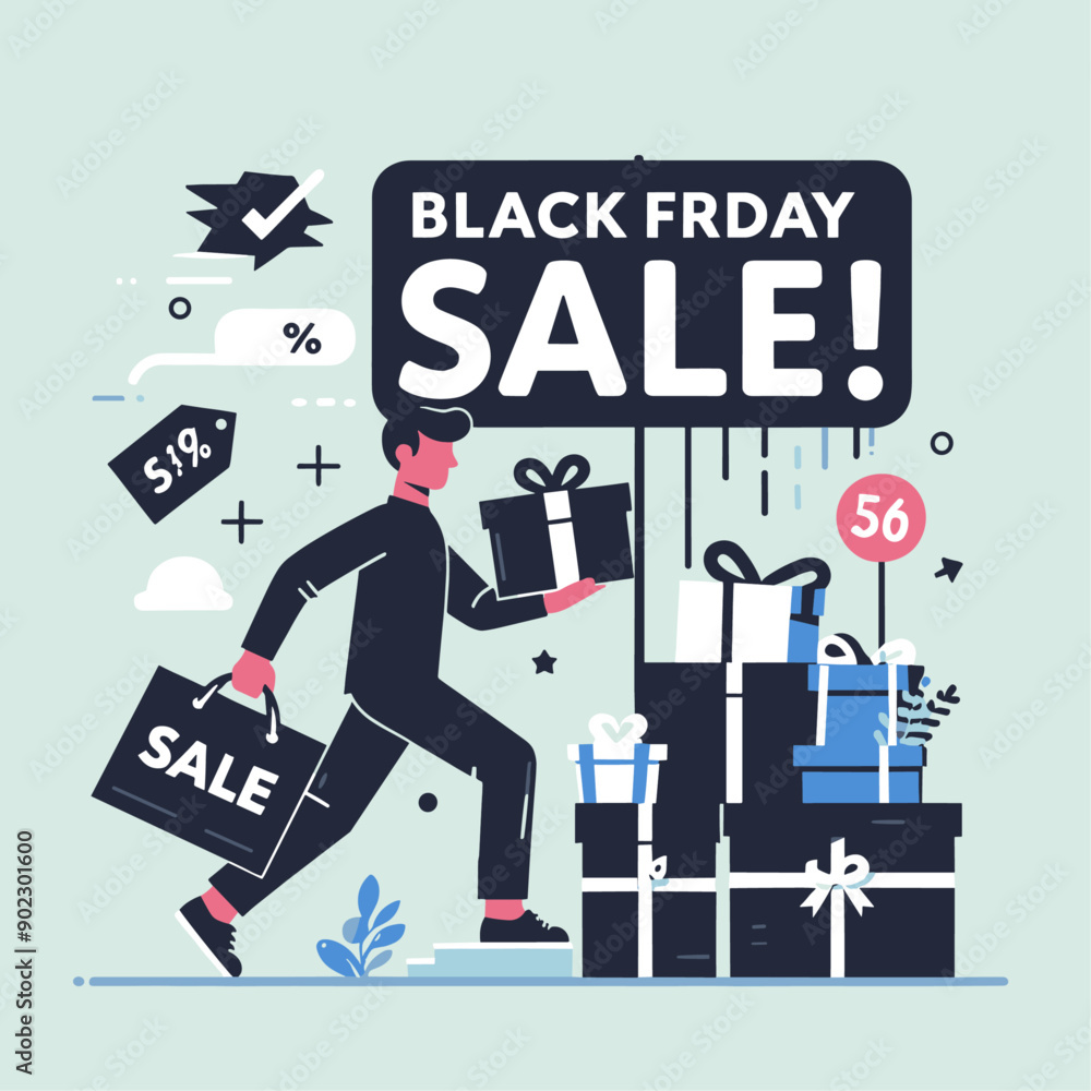 Black friday big sale creative template on flat design mega sale Black friday big sale creative template on flat design mega sale