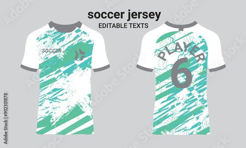 Modern jersey template front and back sport t-shirt design.