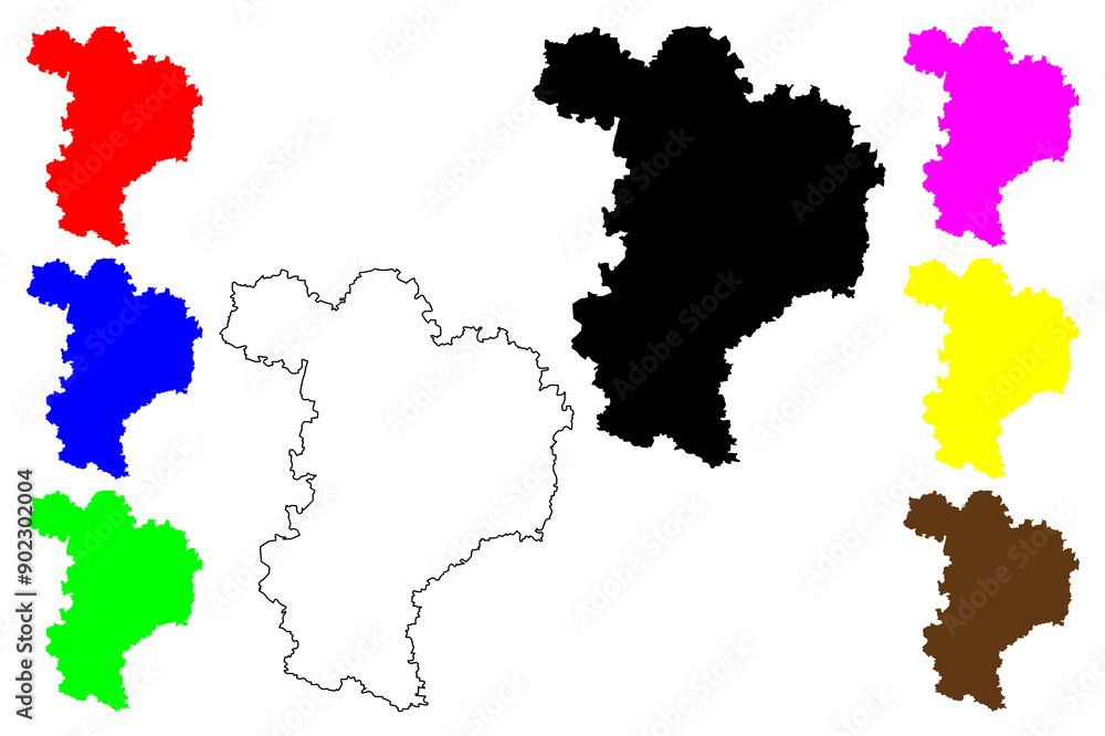 Fototapeta premium Kelheim district (Federal Republic of Germany, rural district Lower Bavaria, Free State of Bavaria) map vector illustration, scribble sketch Kelheim map
