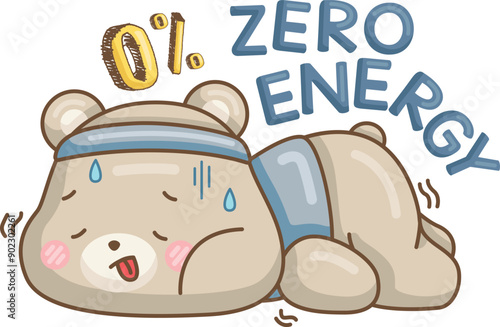 a vector of a tired bear after exercising