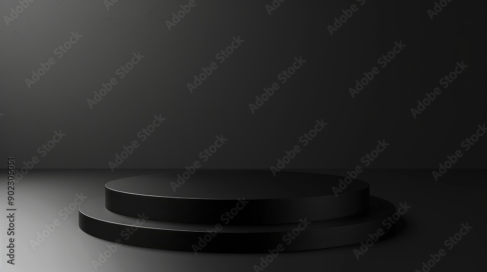 Sleek black podium with a gradient background, ideal for tech products and text