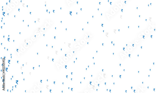 Indian Rupee symbols of different sizes and opacity seamless background pattern vector illustration.