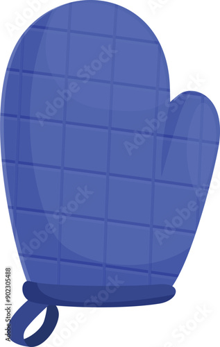 Blue oven mitt protecting hands from burning while cooking