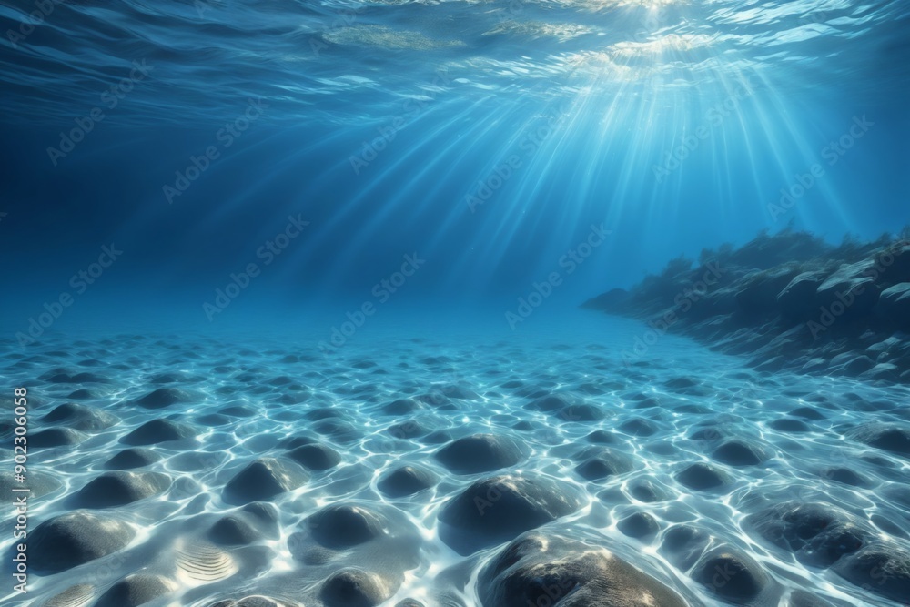Underwater photograph beautiful scene water deep blue color A cl Underwater photograph beautiful scene water deep blue color A cl
