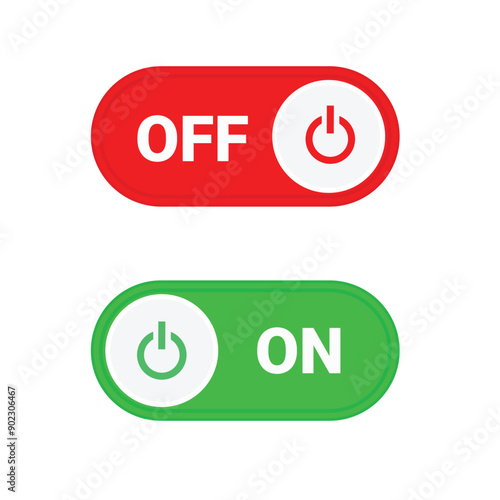 On and Off toggle switch button Vector illustration.
