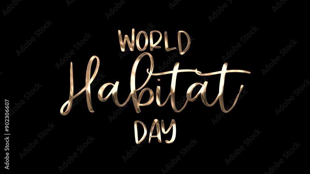 Animated text celebrating World Habitat Day on a transparent background. Suitable for social media posts, website banners, and promotional materials. Animated text celebrating World Habitat Day on a transparent background. Suitable for social media posts, website banners, and promotional materials.