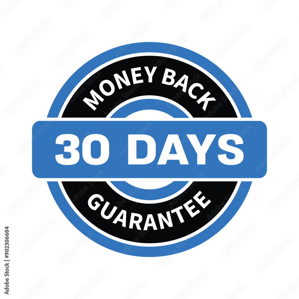Obraz premium Vector 30 day money back guarantee label stamp
