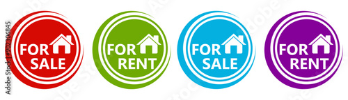 set collections House For Sell Labels icon. Home For Rent sign template notice sticker design vector illustration