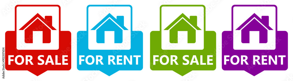 set real estate for sale signs symbol. Home for rent label design template vector illustration set real estate for sale signs symbol. Home for rent label design template vector illustration