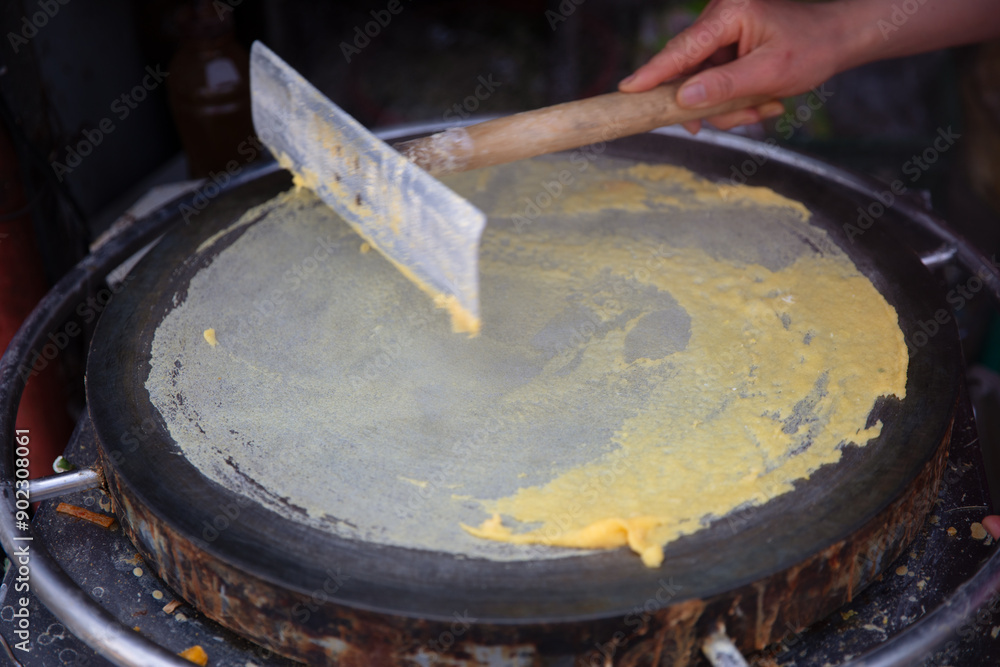 Obraz premium Traditional Shandong pancake making