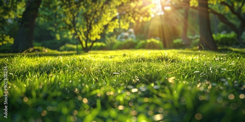 Sunshine filtering through tree leaves in park