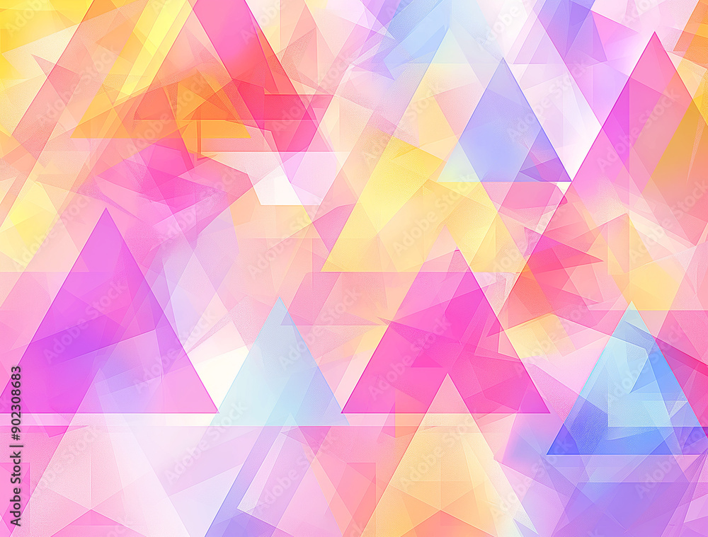 Fototapeta premium Colorful geometric background with triangular shapes in various shades of pastel,