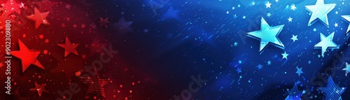 Vibrant background featuring red and blue stars, ideal for patriotic themes, celebrations, or creative projects.
