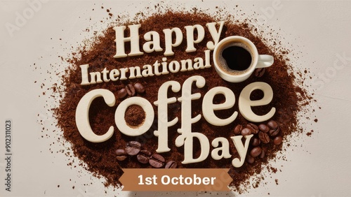 International Coffee Day posts design simple typography illustrations.