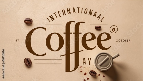 International Coffee Day posts design simple typography illustrations.