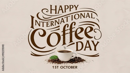 International Coffee Day posts design simple typography illustrations.