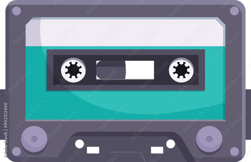 Obraz premium Classic audio cassette tape is lying flat, evoking memories of a bygone era of music and sound recording