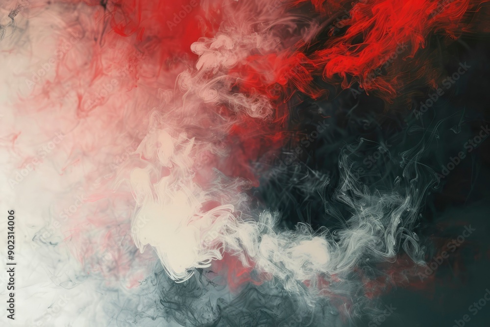 Abstract Swirls of Red, White, and Grey Smoke Abstract Swirls of Red, White, and Grey Smoke