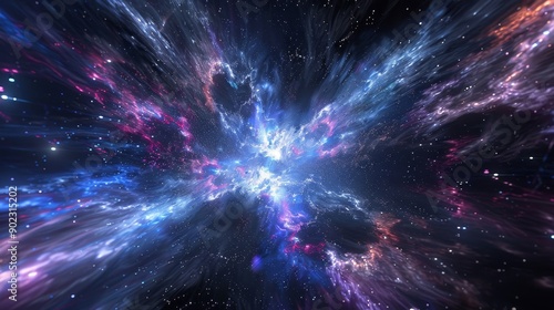 Wallpaper Mural A swirling nebula of vibrant blue and purple gas illuminates the deep space. Torontodigital.ca