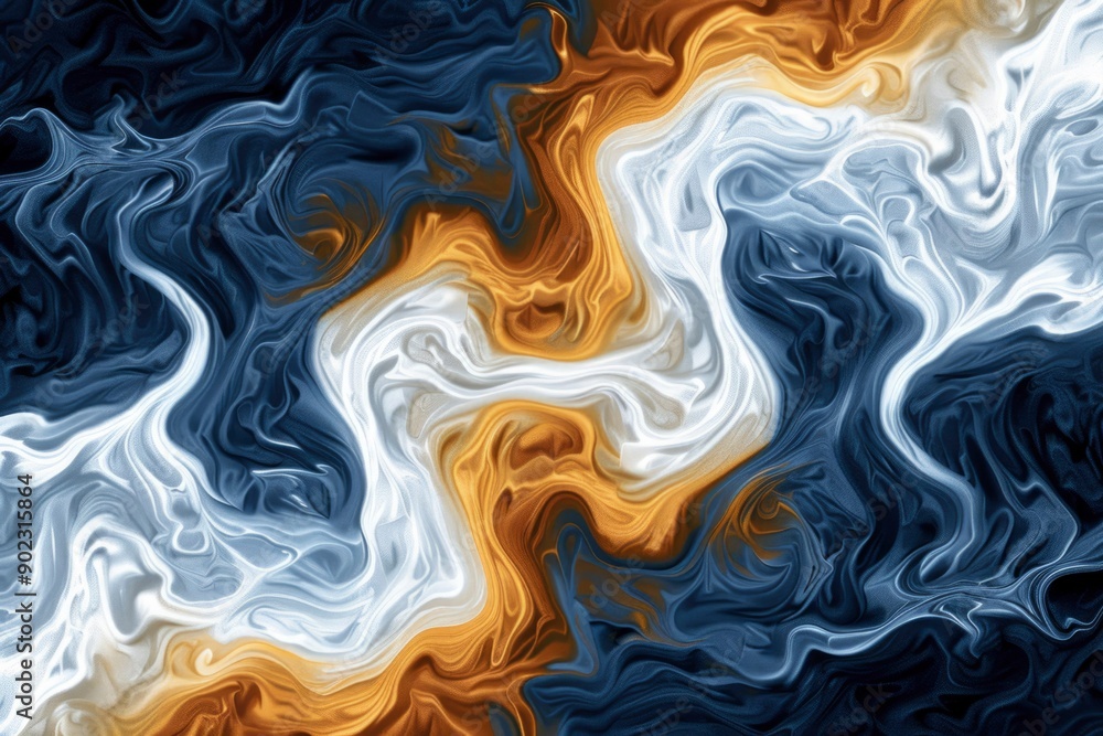 Abstract Swirling Pattern in Blue, White, and Gold Abstract Swirling Pattern in Blue, White, and Gold