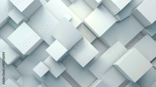 Abstract geometric pattern of white cubes.