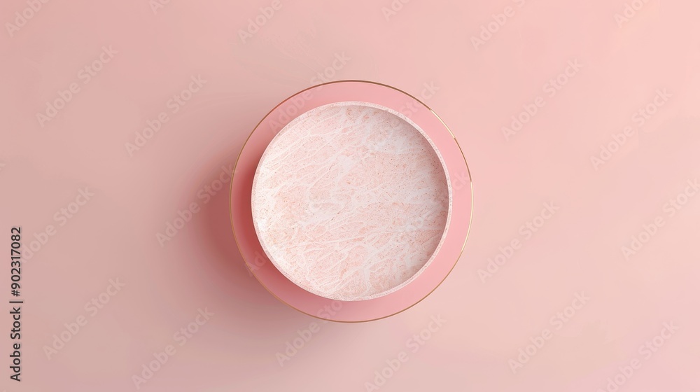 Top view of a pink jar of white cream on a pink background. Top view of a pink jar of white cream on a pink background.