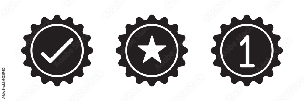 Certified badge icon set isolated on a white background Certified badge icon set isolated on a white background