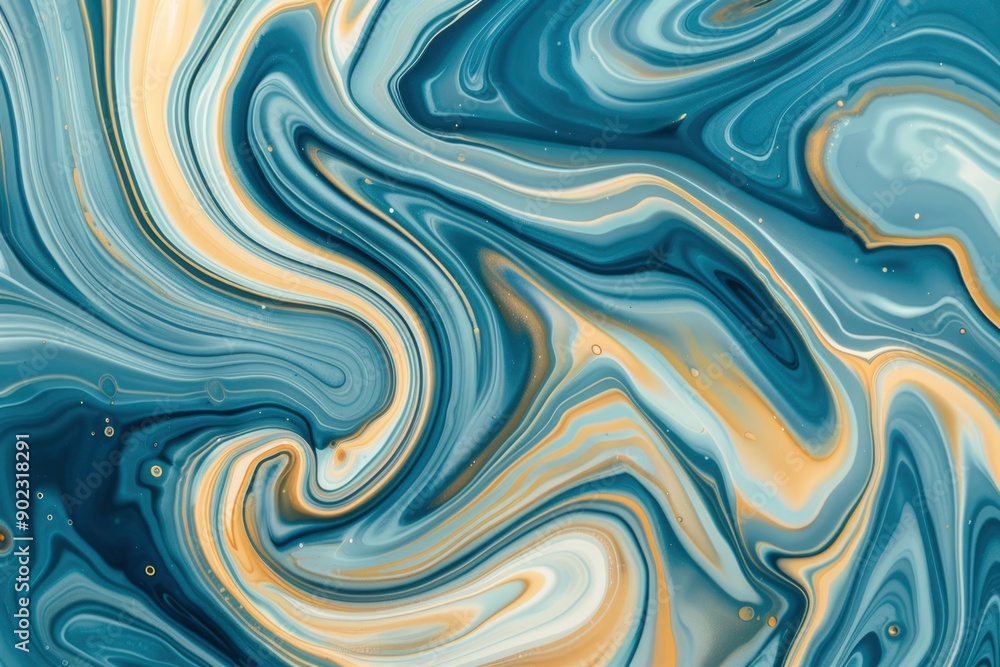 Abstract Swirling Blue and Gold Paint Design Abstract Swirling Blue and Gold Paint Design