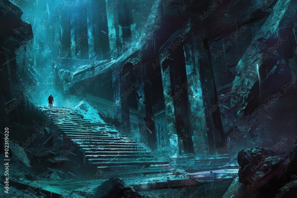 Mysterious journey through an ancient underwater temple Mysterious journey through an ancient underwater temple