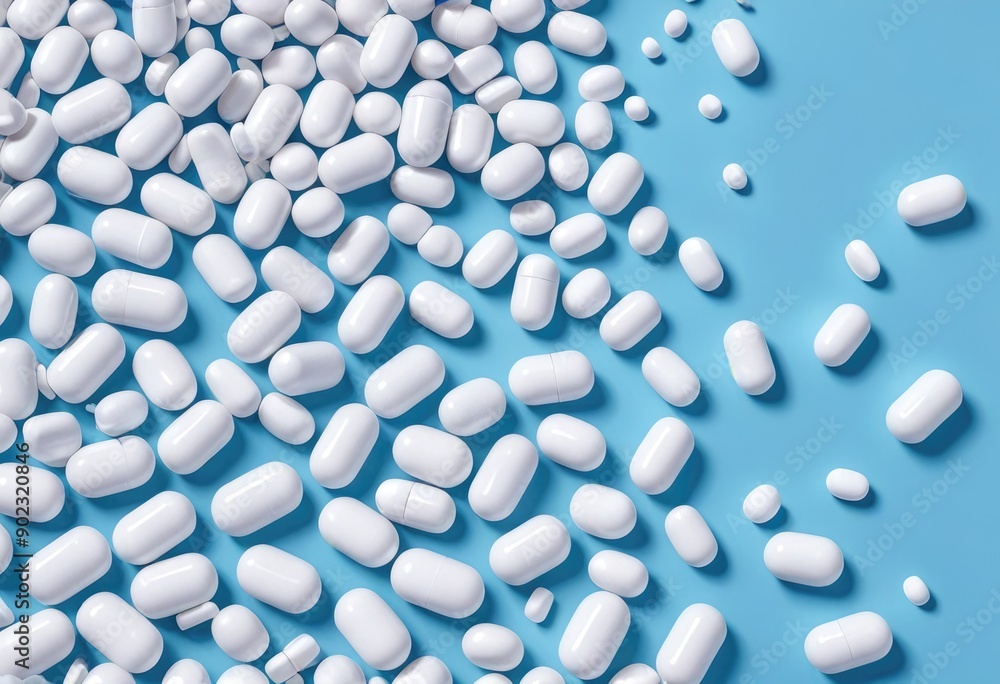 Macro shot of multiple round blue medical tablets isolated on white background Macro shot of multiple round blue medical tablets isolated on white background