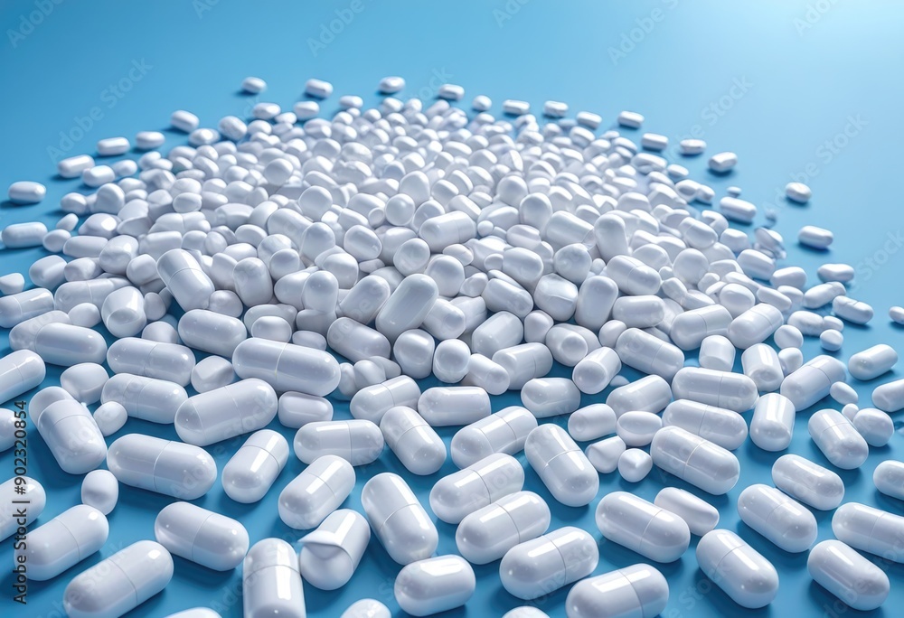 Macro shot of multiple round blue medical tablets isolated on white background Macro shot of multiple round blue medical tablets isolated on white background