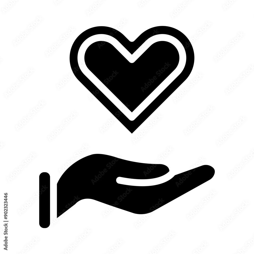 Hands with heart Vector Glyph Icon Design Hands with heart Vector Glyph Icon Design