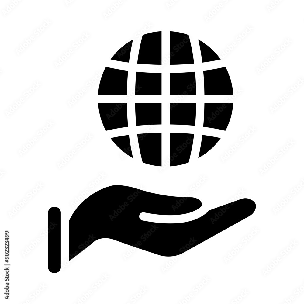 Hand holding globe Vector Glyph Icon Design Hand holding globe Vector Glyph Icon Design
