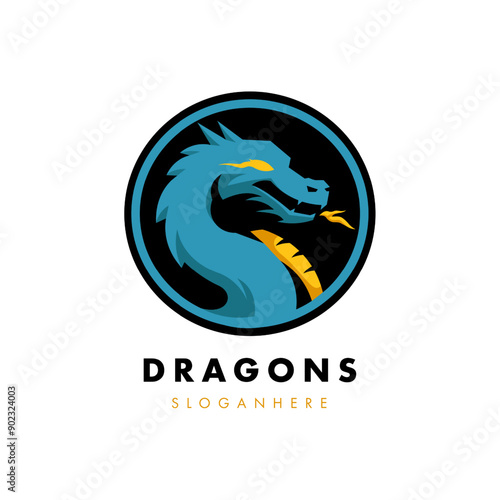 Dragon Logo isolated in white background
