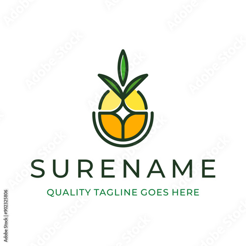 Pineapple fruit farmer logo design simple modern and minimalist graphic design illustration