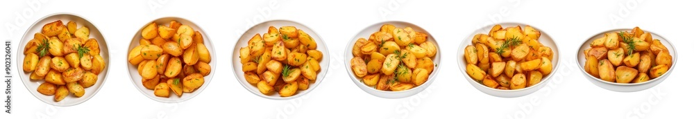 Bowl of roasted potatoes with herbs and seasoning