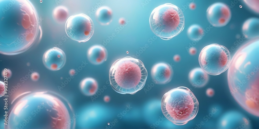 Close-up group pink blue spheres floating air appear Illustratin Close-up group pink blue spheres floating air appear Illustratin