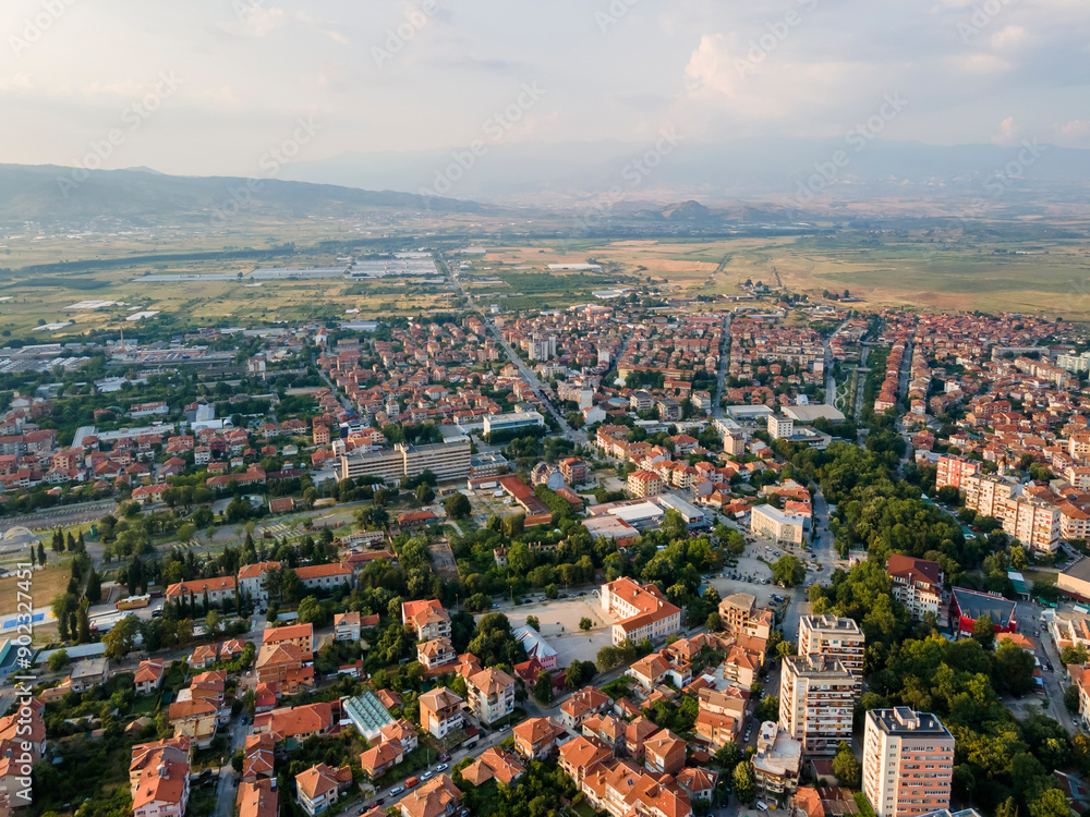 Obraz premium Aerial view of town of Petrich, Bulgaria