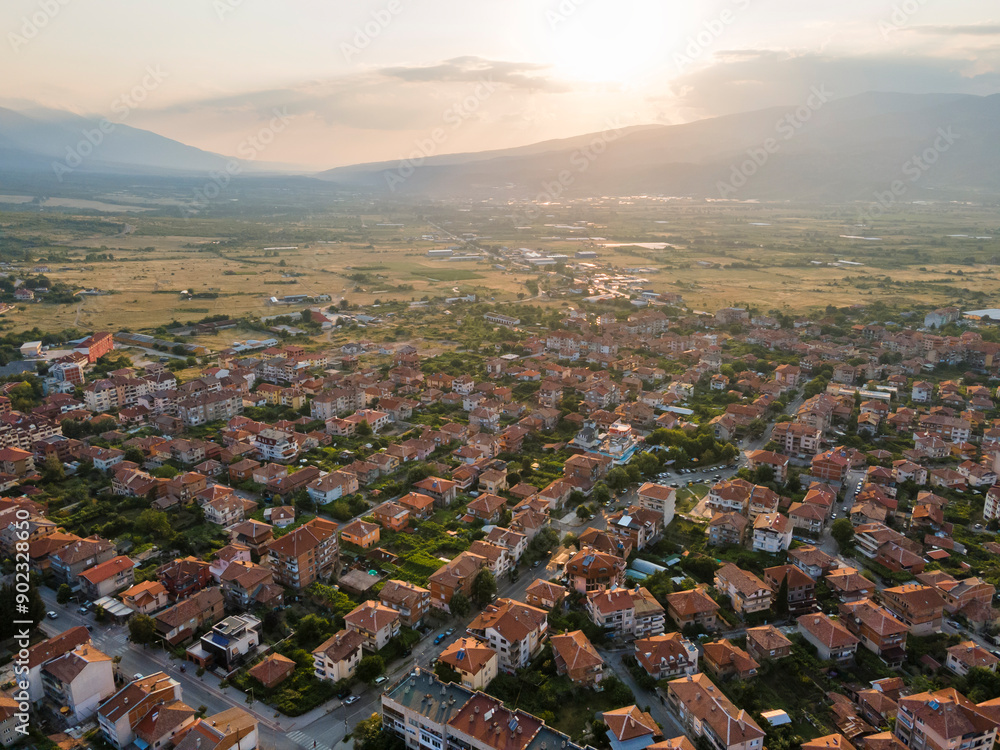 Obraz premium Aerial view of town of Petrich, Bulgaria